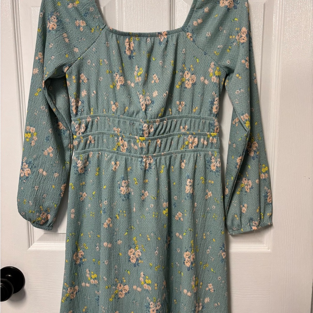 Target Green Smocked Long Sleeve Sundress